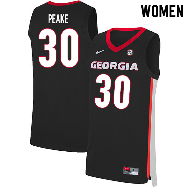 2020 Women #30 Mike Peake Georgia Bulldogs College Basketball Jerseys Sale-Black - Click Image to Close